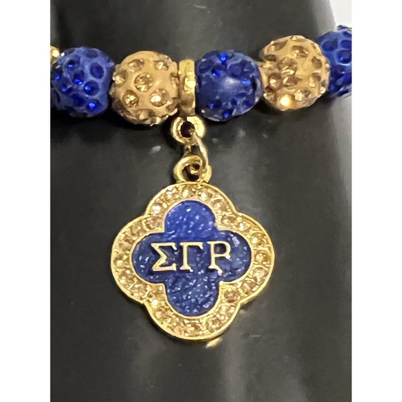 Sigma Gamma Rho Beaded Bling Elastic Flower Charm Bracelet - Picture 2 of 10